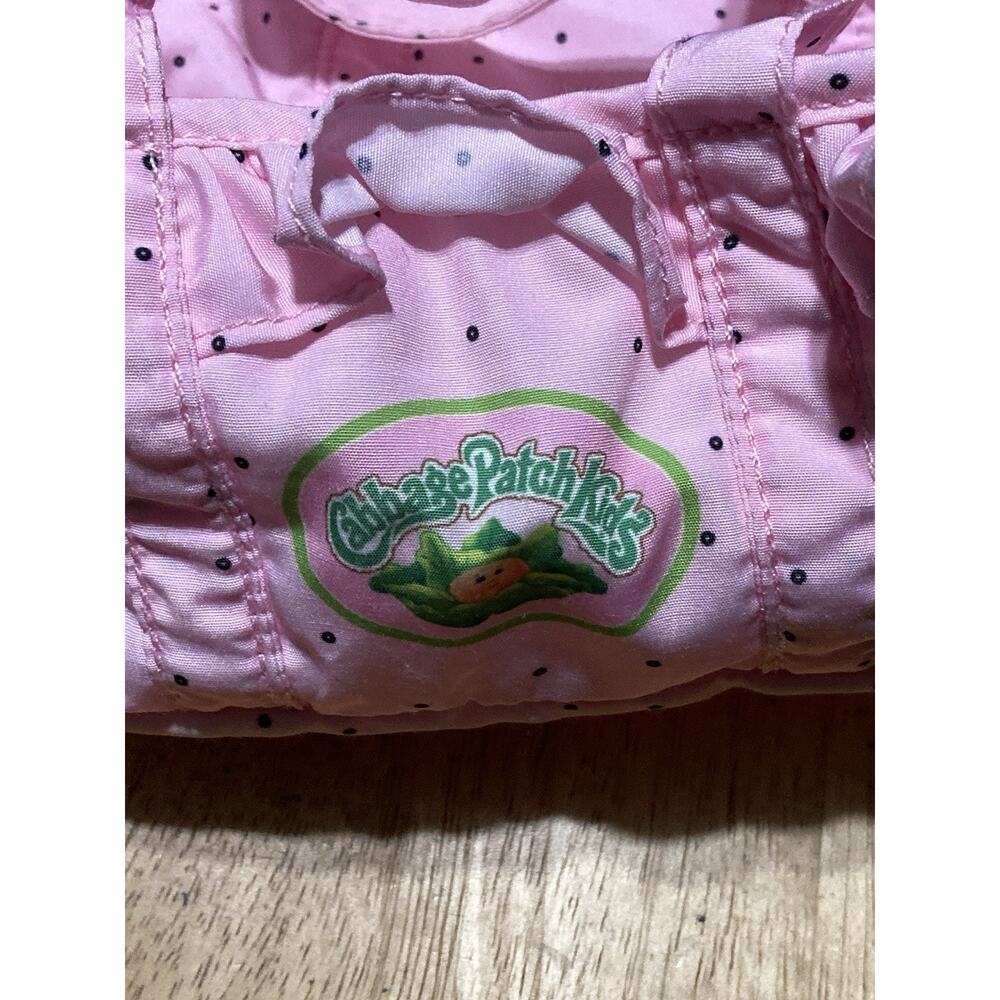 Cabbage Patch Cloth Baby Doll Carrier Double Handles Pink and black Polka Dots - Picture 2 of 7